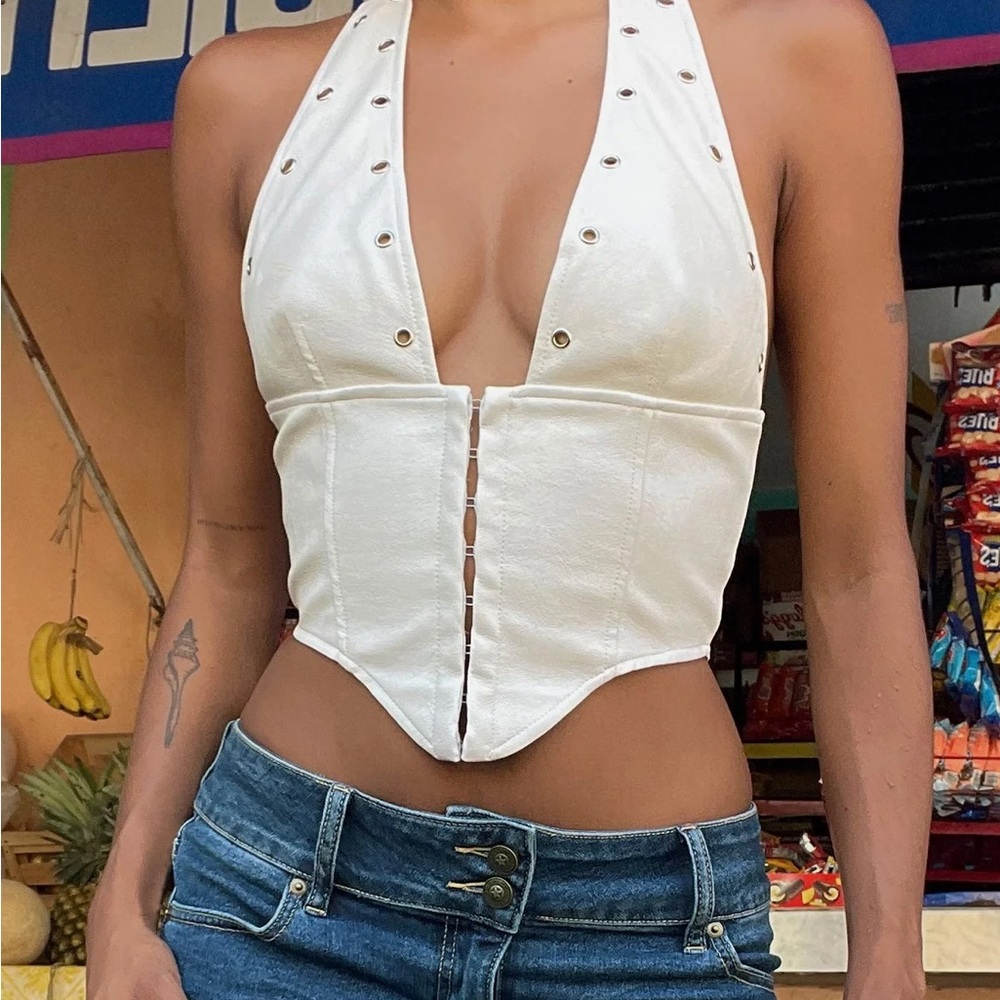 Princess Polly White Halter Corset Top
